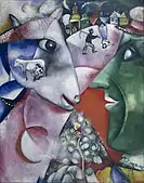 Marc Chagall, 1911, I and the Village, oil on canvas, 192.1 × 151.4&nbsp;cm, Museum of Modern Art, New York