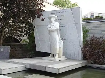 "Monument to Marie Under", created by Mati Karmin and Tiit Trummal, unveiled in 2010 in front of the National Library of Estonia in Tallinn