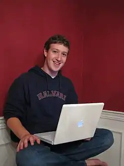 In 2004, the social network Facebook was launched. By the end of the decade, the site will be ranked 7th in its popularity on the web, and will have over 350 million active users worldwide. Co-founder Mark Zuckerberg pictured above in the site's infancy.