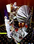Mars Climate Orbiter undergoing acoustic testing