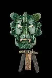Bat effigy (Zapotec); c.50 BC; jadeite and shell; height: 28&nbsp;cm; National Museum of Anthropology (Mexico City)