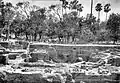 Mauryan ruins at the Kumhrar site of Pataliputra. The unique pillar that was found can be seen in the middle of the photograph.