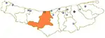 Location of Nur and Nur county in Mazandaran