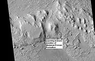 Layers in lower member of Medusae Fossae Formation, as seen by HiRISE. Location is Aeolis quadrangle.