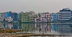 Durgam Cheruvu near HITEC City being slowly encroached by expanding city