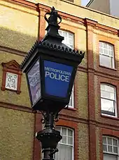 Traditional Metropolitan Police station blue lamp