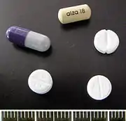 Clockwise from top: Concerta 18&nbsp;mg, Medikinet 5&nbsp;mg, Methylphenidat TAD 10&nbsp;mg, Ritalin 10&nbsp;mg, Medikinet&nbsp;XL 30&nbsp;mg.