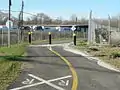 Rail crossing for the trail in Rubbertown