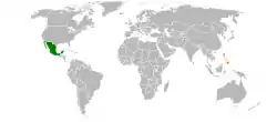 Map indicating locations of Mexico and Philippines