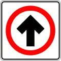 Mandatory direction of traffic (Ahead only)