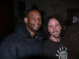 Michael Jerome (left) with bassist Joe Karnes of John Cale Band