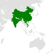 from northeastern India to southern China and central Vietnam