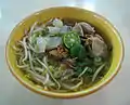 Indonesian mie kocok noodle dish uses pieces of beef tendon.