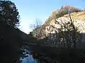 Mill Creek at Mechanicsburg Gap viewed from the Core Road (County Route 50/53) bridge near Romney