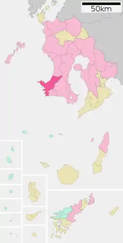 Location of Minamisatsuma in Kagoshima