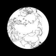 Figure 7: View of the Earth from the apogee of a Molniya orbit under the assumption that the longitude of the apogee is 90°&nbsp;E. The spacecraft is at an altitude of 39,867&nbsp;km over the point 90°&nbsp;E 63.43°&nbsp;N.