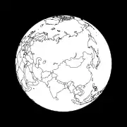 Figure 8: View of the Earth four hours after apogee from a Molniya orbit under the assumption that the longitude of the apogee is 90° E. The spacecraft is at an altitude of 24,043&nbsp;km over the point 87.35°&nbsp;E 47.04°&nbsp;N