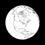 Figure 9: View of the Earth four hours before apogee from a Molniya orbit under the assumption that the longitude of the apogee is 90°&nbsp;W. The spacecraft is at an altitude of 24,043&nbsp;km over the point 87.35°&nbsp;W 47.04°&nbsp;N.