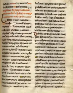 The beginning of the prologue to Luke in the Echternach Gospels