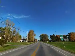 Monroe County Route&nbsp;185 (Parma Center Road) eastbound entering the town of Parma.