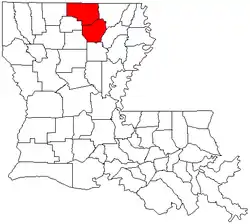 Map of Monroe, Louisiana metropolitan area highlighted in red