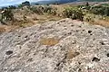 Postholes of nearby huts of the prehistoric period