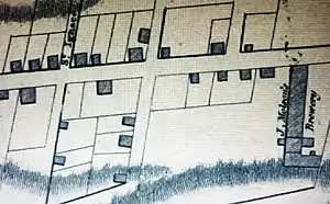 1815:  Le détail de cette carte nous montre les installations de l'industriel John Molson dans le secteur Est de l'ancien faubourg Québec dans le premier quart du XIXè siècle - detail of urban plans