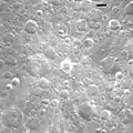 Moore F crater showing much of its bright ray system. Clementine mosaic.
