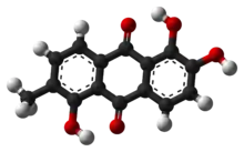 Ball-and-stick model of morindone