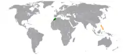 Map indicating locations of Morocco and Philippines
