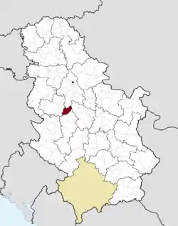 Location of the municipality of Ljig within Serbia