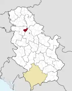 Location of the municipality of Stara Pazova within Serbia