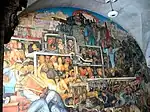 Detail of The History of Mexico showing betrayed revolution at Palacio Nacional, Mexico City