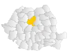 Map of Romania highlighting Mureș County