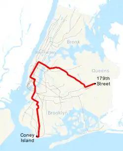 Map of the "F" train