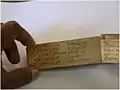 This Ola was found at Kandy museum and it contains Astrological calculations. The book have been written in the 17th century.