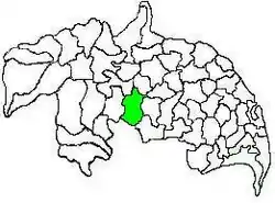 Mandal map of Guntur district showing  Narasaraopet mandal (in green)