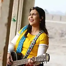 Natasha Baig during the music video shoot of "Kesaria"