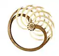 Nautilus is a spring-driven kinetic sculpture designed in 2014. It features visually interesting complex and varied motion from a simple mechanism.