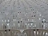Monoblocs used for seating a large gathering of people
