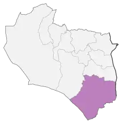 Location of Nehbandan County in&nbsp;South Khorasan&nbsp;province