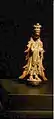 Standing Bodhisattva with triple head ornament, probably Goguryeo, mid-6th century.  Gilt bronze, h. 15&nbsp;cm.  National Museum of Korea, Treasure No. 333.