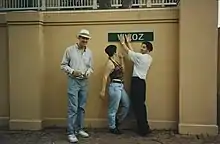 Image 103Trio in 1995 wearing neutral-colored tops and relaxed-fit, slim-leg pants and jeans. (from 1990s in fashion)
