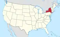 Location of New York in the United States