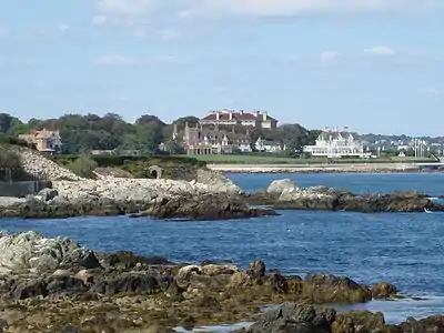 The Newport Cliff Walk is considered one of the top attractions in Newport, Rhode Island. It is a 3.5-mile (5.6&nbsp;km) public access walkway that borders the shore line, and it has been designated a National Recreation Trail.