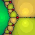 Newton fractal for p(z) = z3 − 2z + 2. Points in the red basins do not reach a root.