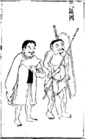 Left: Illustration of a Vietnamese man (left) wearing the predecessor of áo dài in Sancai Tuhui, early 17th century during the Lê dynasty.