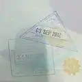 Former Entry and exit stamps issued at Ngurah Rai International Airport and Juanda International Airport in a Thai passport