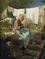 Old Woman Darning.