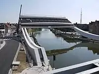 Scheepsdalebrug during construction in raised position